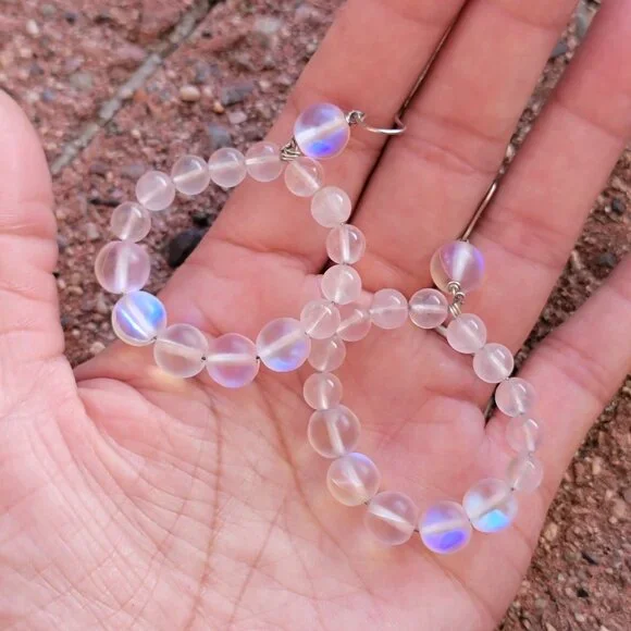Stunning OOAK rare rose quartz + pink mermaid glass beads 925 sterling silver ea